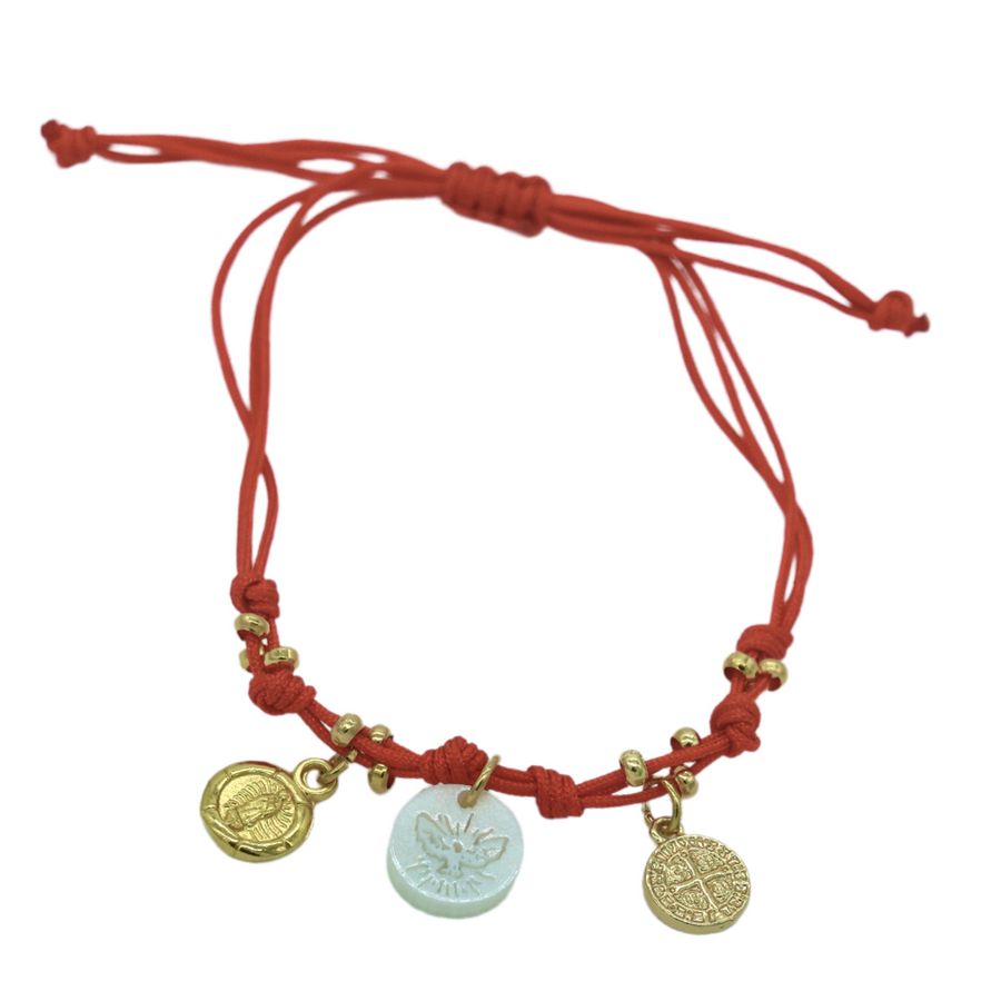 PULSERA DE CHARMS RELIGIOSOS CON ESCAPULARIO