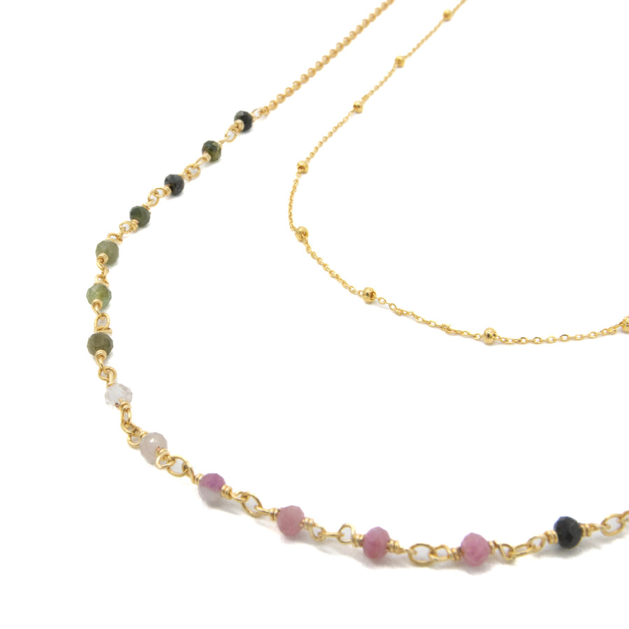 Collar doble engarzado con turmalina