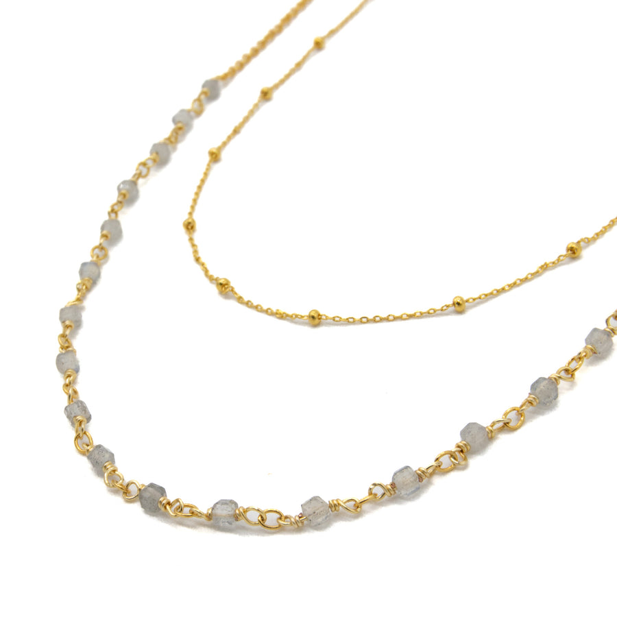 Collar doble engarzado con turmalina