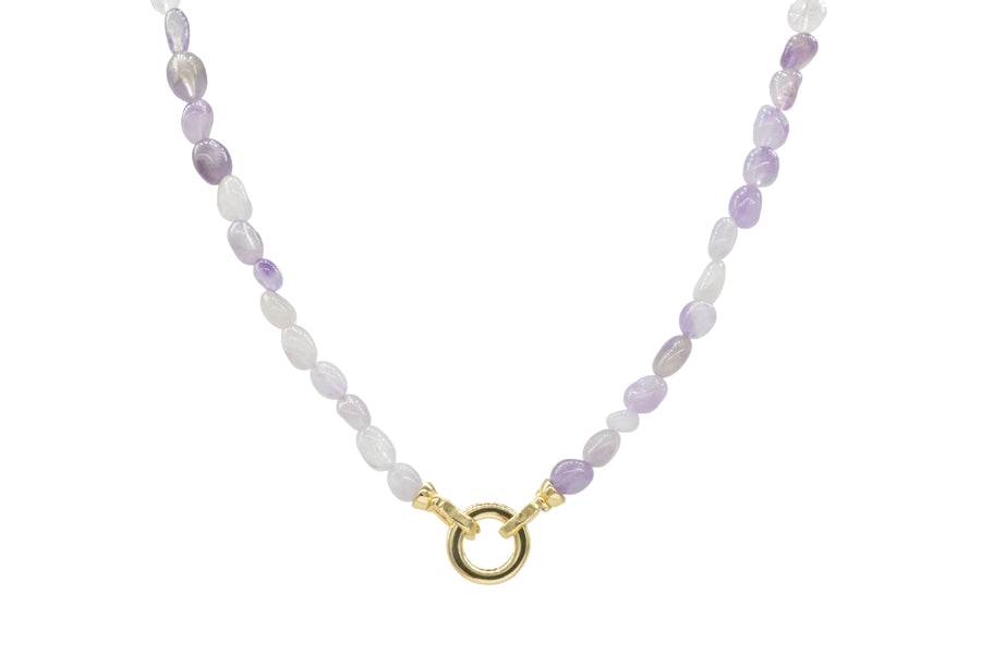 Collar piedras naturales con broche circular para dijes