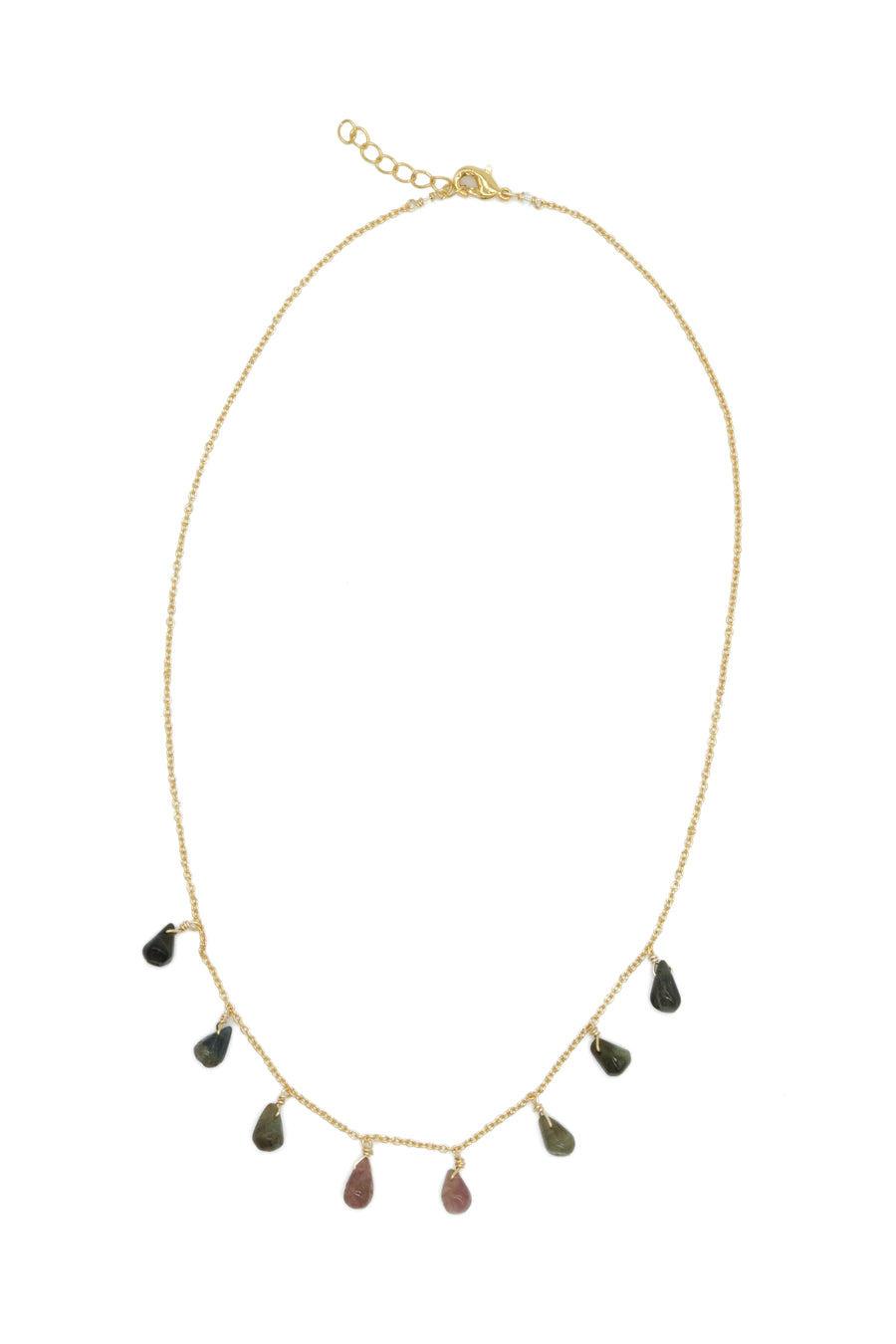 Collar de gotas de turmalina con cadena