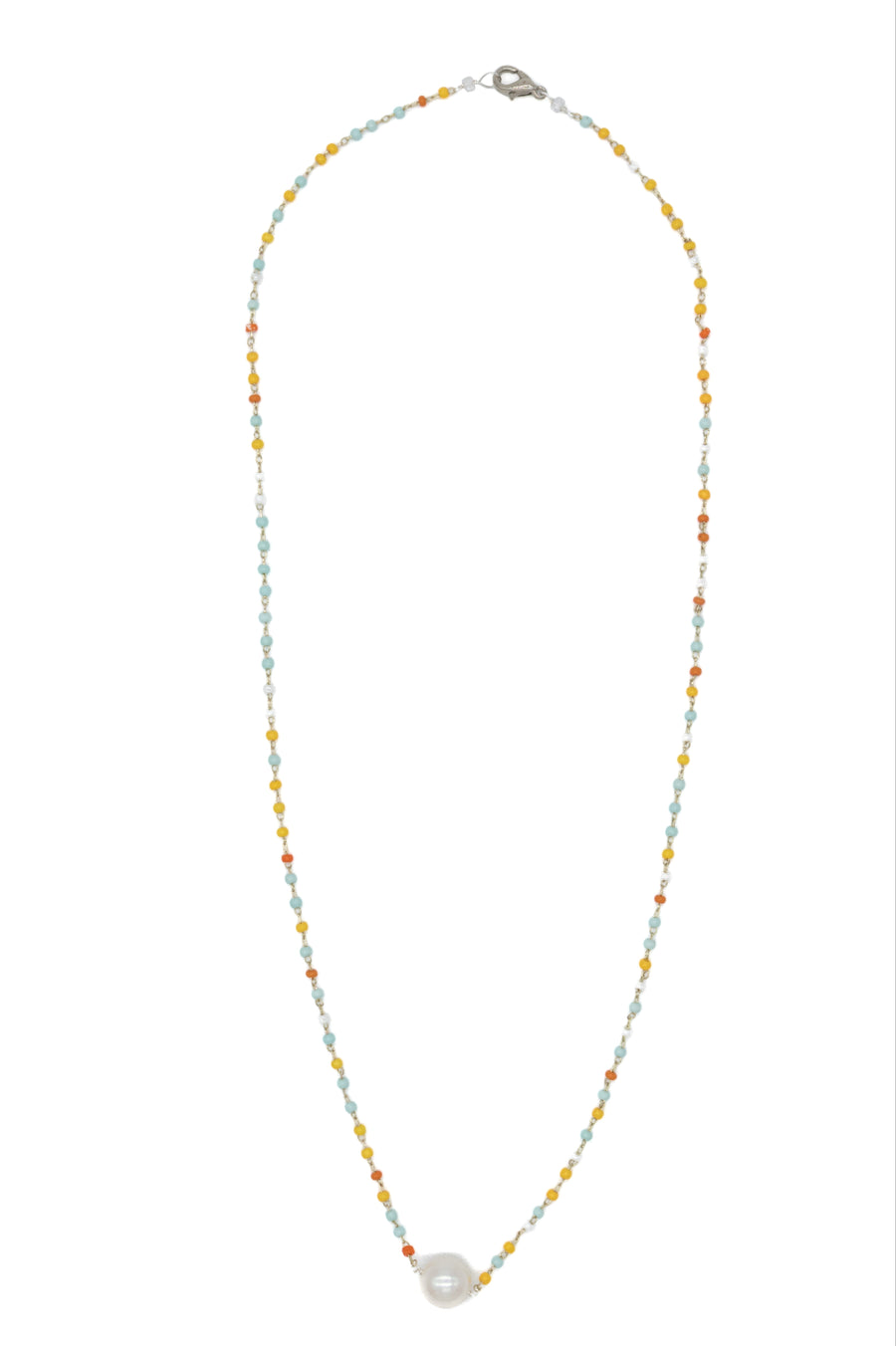 Collar de mini chaquira con perla jumbo