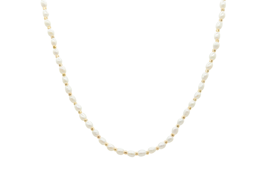Collar perla arroz corto