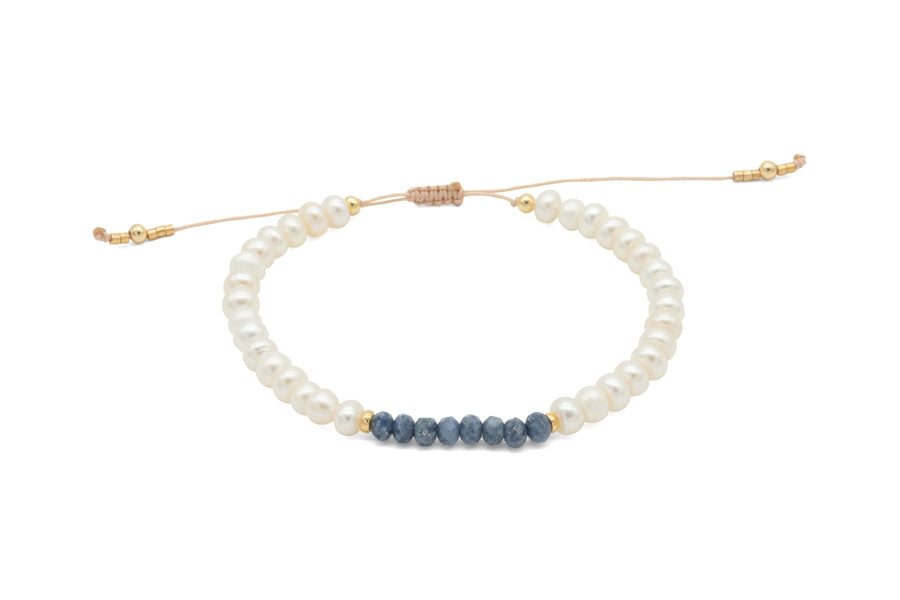 Pulsera ajustable de perlas con línea mezclilla