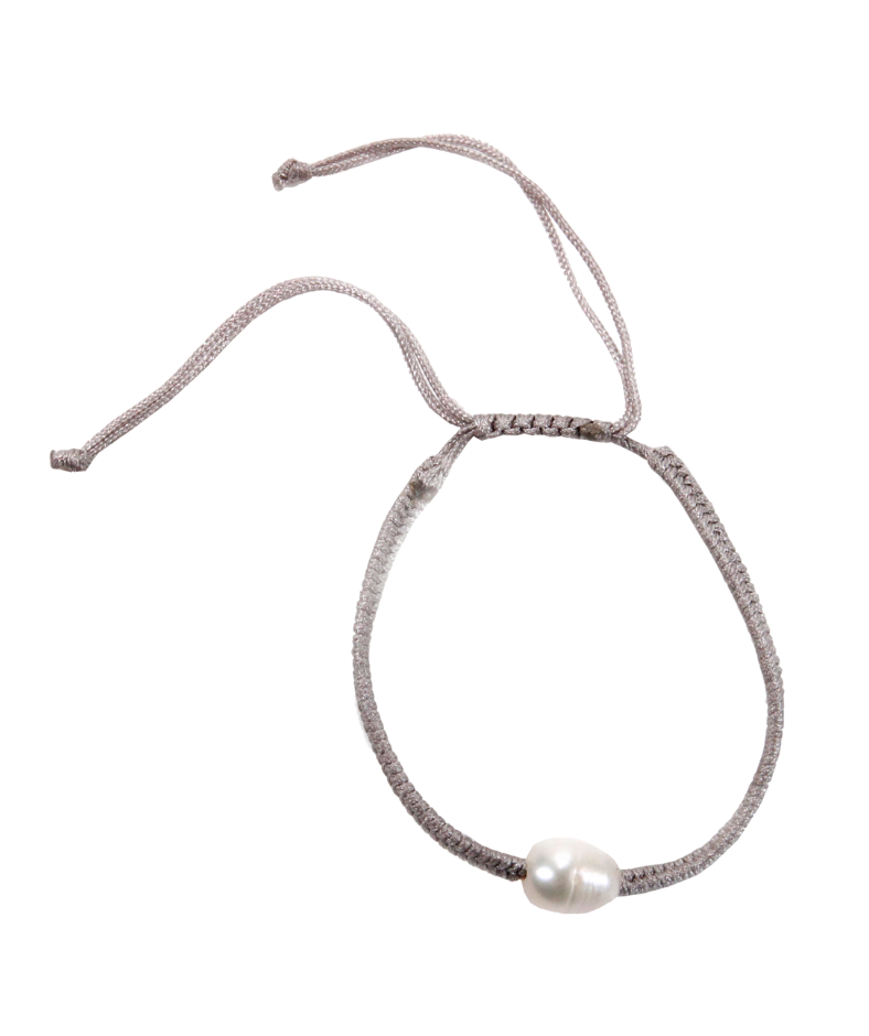 Pulsera gris ajustable con perla