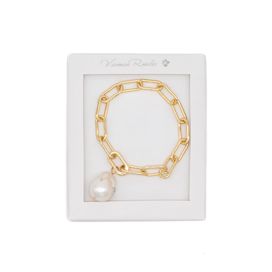 PULSERA DE CADENA JUMBO CON PERLA BARROCA JUMBO