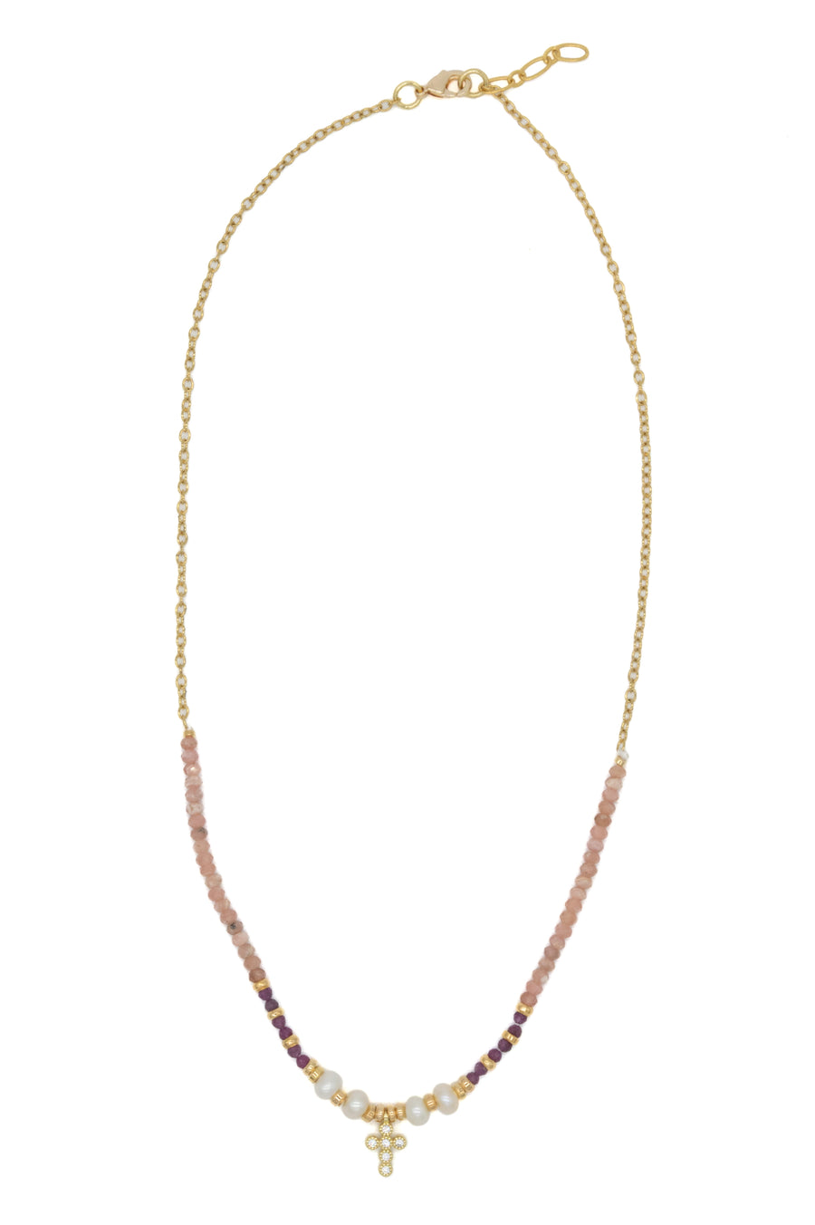 Collar rosa con cruz