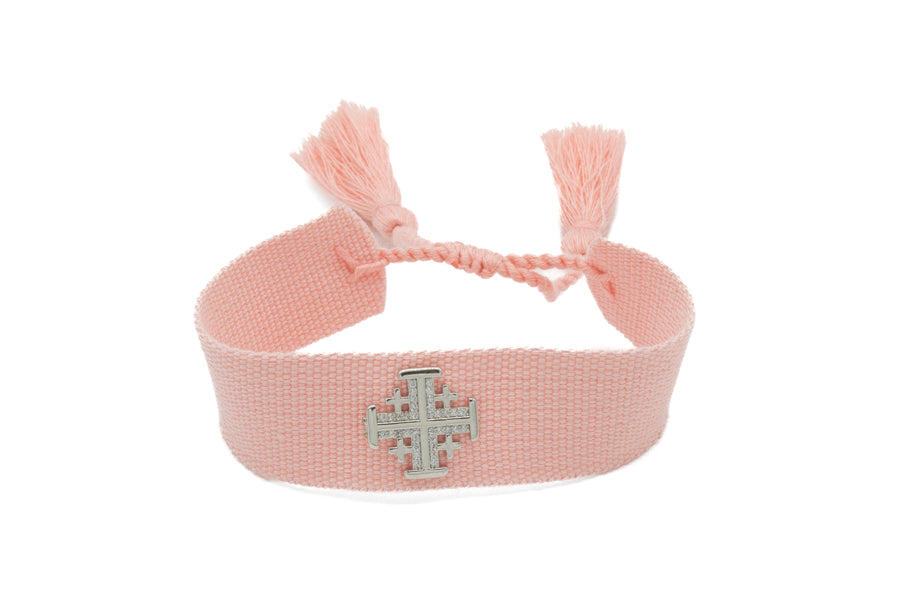 Pulsera de tela con cruz