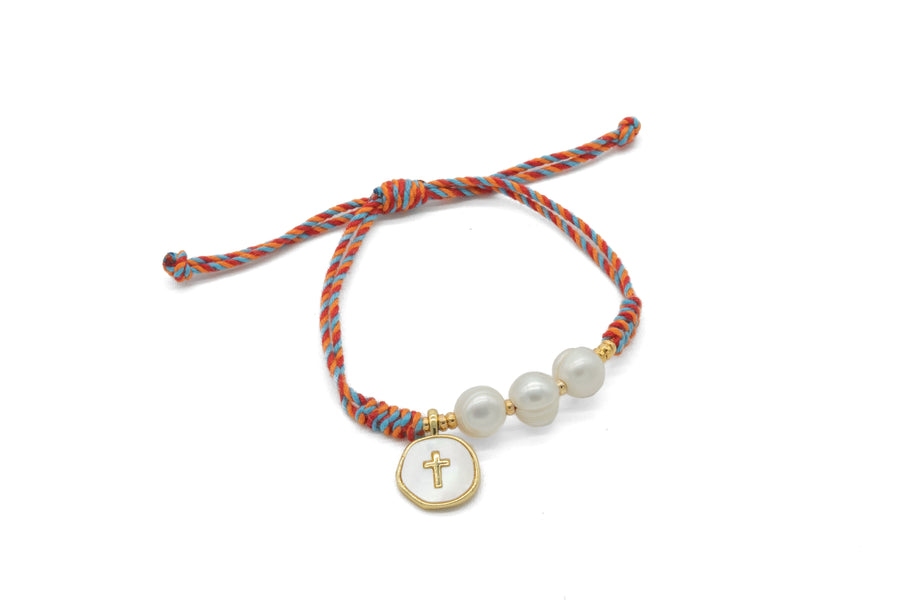 Pulsera multicolor de cruz