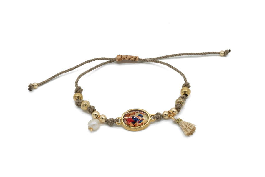 Pulsera cordón gris desatanudos con pompón