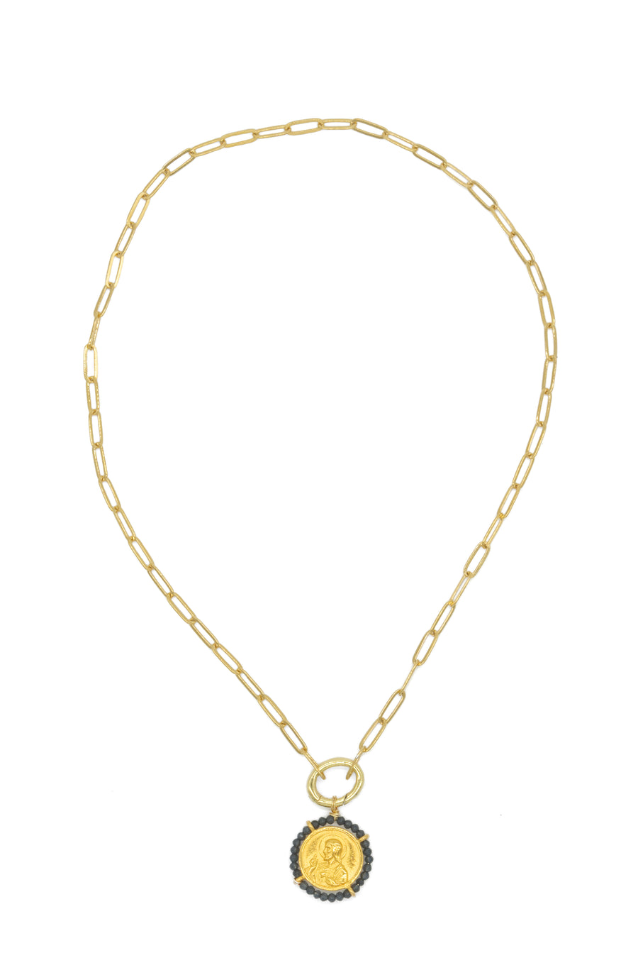 Collar cadena jumbo con Escapulario bordado