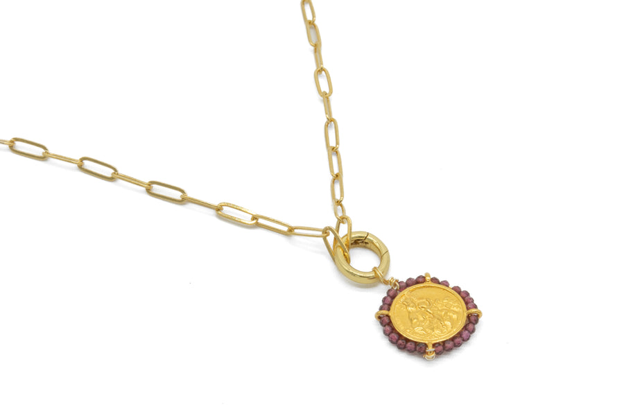 Collar cadena jumbo con Escapulario bordado