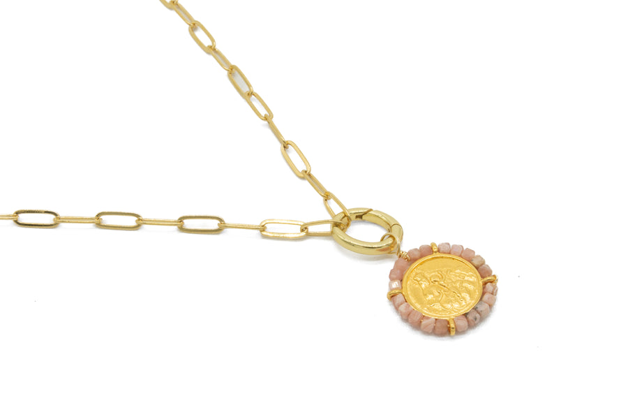 Collar cadena jumbo con Escapulario bordado