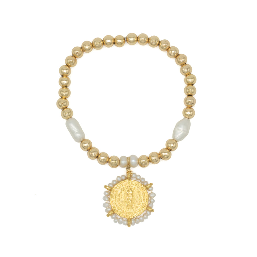 Pulsera dorada con Virgen de Guadalupe