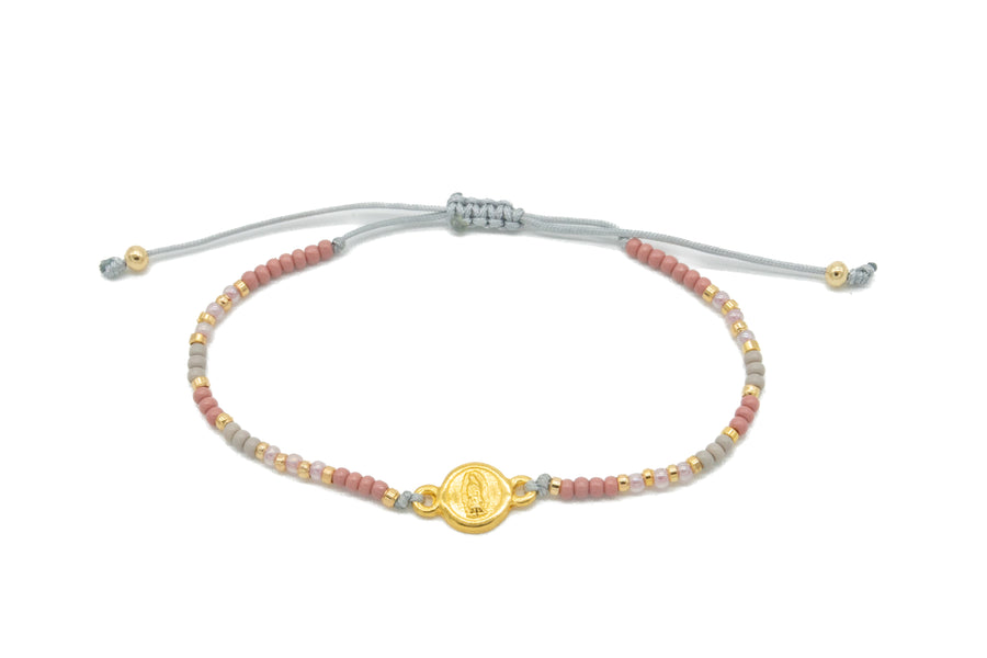 Pulsera ajustable Virgen de Guadalupe miyuki rosa