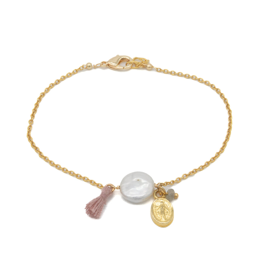 Pulsera de Virgen Milagrosa con perla