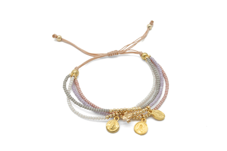 Pulsera set chaquira y medallas